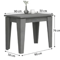 Tavolo Allungabile Salvaspazio da Salotto Cemento Console 90x50 con 5 Prolunghe