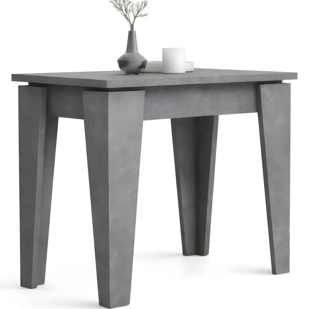 Tavolo Allungabile Salvaspazio da Salotto Cemento Console 90x50 con 5 Prolunghe