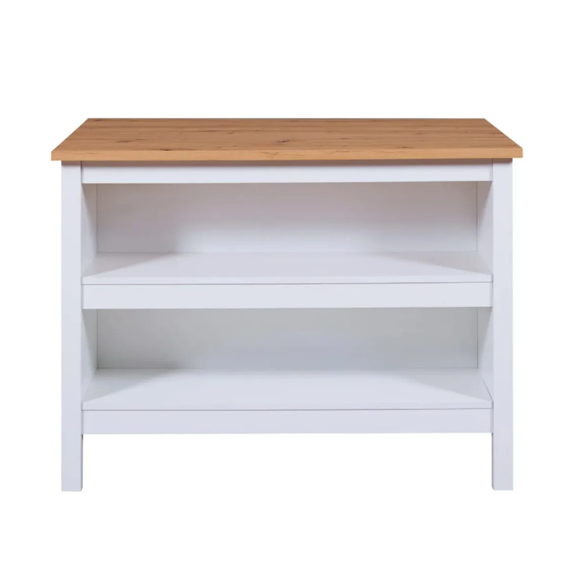 Tavolo Alto da Pranzo Mobile Bianco con Ripiani Penisola per Cucina