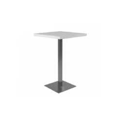 Tavolo Alto Quadrato in Legno da Bar per Sgabelli 70x70 Bianco Cromato Cucina