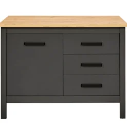 Tavolo Bar da Cucina Antracite Rovere Isola 1 Anta Cassetti Soft-Close