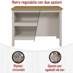 Tavolo Bar da Cucina Beige Rovere Isola con Anta Cassetti Soft-Close