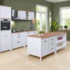 Tavolo Bar da Cucina Bianco Rovere Isola con Anta Cassetti Soft-Close