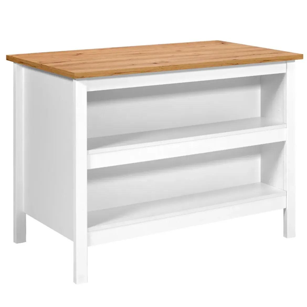 Tavolo Bar da Cucina Bianco Rovere Isola con Anta Cassetti Soft-Close