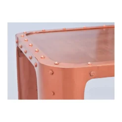 Tavolo Caffe Industrial Rame Metallo Basso Salotto Divano Tavolino Rettangolare