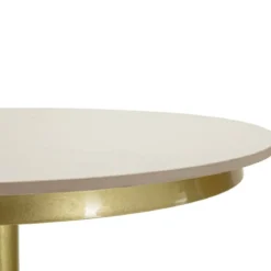 Tavolo da Bar Alto in Metallo Oro 60x60x103cm con Piano Effetto Marmo