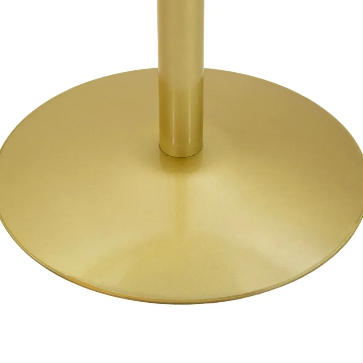 Tavolo da Bar Alto in Metallo Oro 60x60x103cm con Piano Effetto Marmo