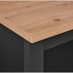 Tavolo da Cucina Mobile Alto con Ripiani Penisola in Legno Nero e Quercia
