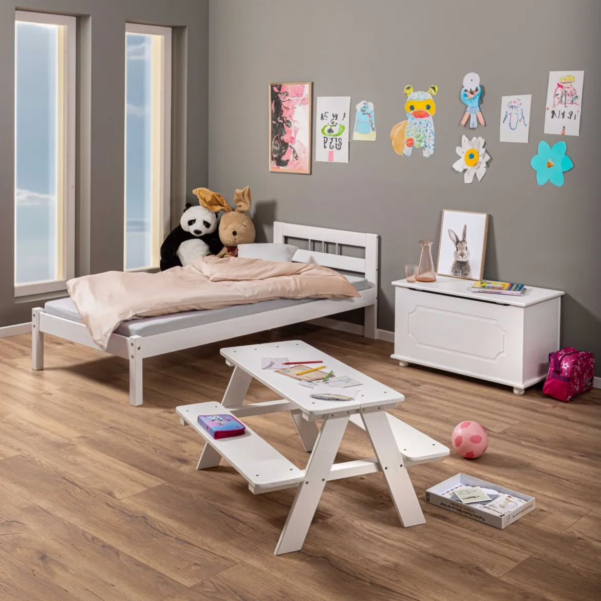 Tavolo da Giardino Pic Nic in Legno per Bambini Bianco