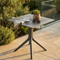 Tavolo da Giardino Quadrato 80x80x75 cm Antracite in Polipropilene