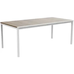 Tavolo da Giardino 200x93 cm Bianco Rettangolare Resina Effetto Legno