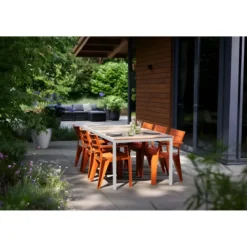 Tavolo da Giardino 200x93 cm Bianco Rettangolare Resina Effetto Legno