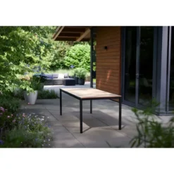 Tavolo da Giardino 159x95 cm Grafite Rettangolare Effetto Legno Metallo