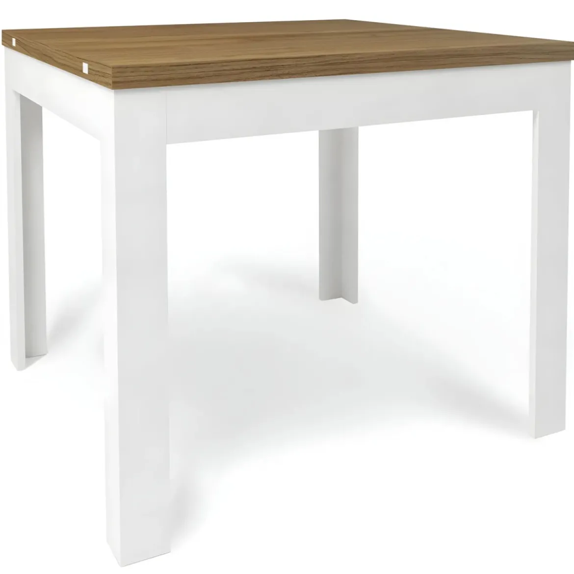 Tavolo da Pranzo Allungabile 90x90 cm Noce e Bianco