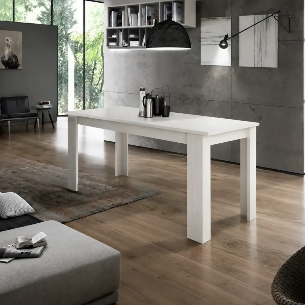 Tavolo da Pranzo Allungabile 140-190 cm in Legno Bianco Larice Moderno