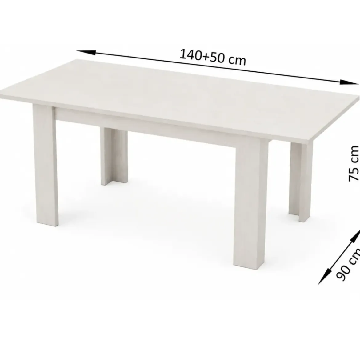 Tavolo da Pranzo Allungabile 140-190 cm in Legno Bianco Larice Moderno