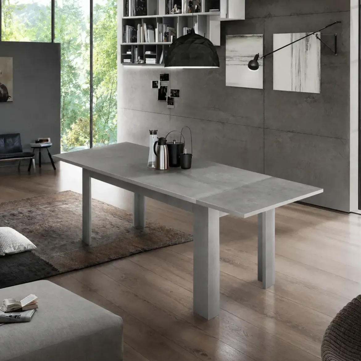 Tavolo da Pranzo Allungabile 140-190 cm Legno Cemento Bronx Soggiorno