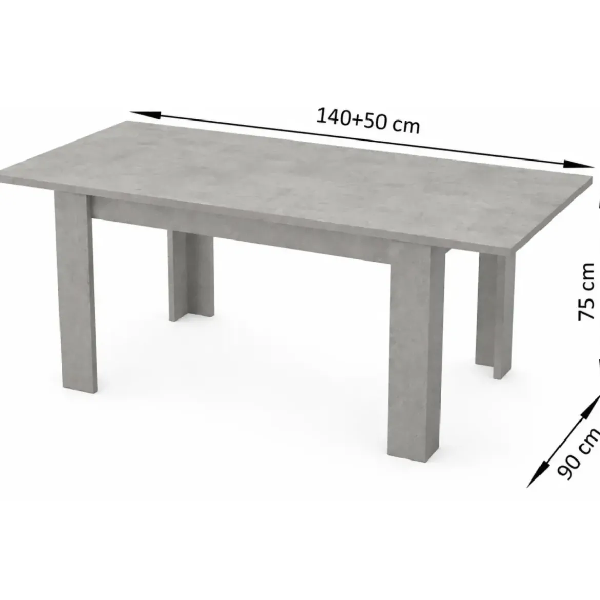 Tavolo da Pranzo Allungabile 140-190 cm Legno Cemento Bronx Soggiorno