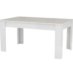 Tavolo da Pranzo Allungabile 160-210 Bianco Lucido Laccato Rettangolare