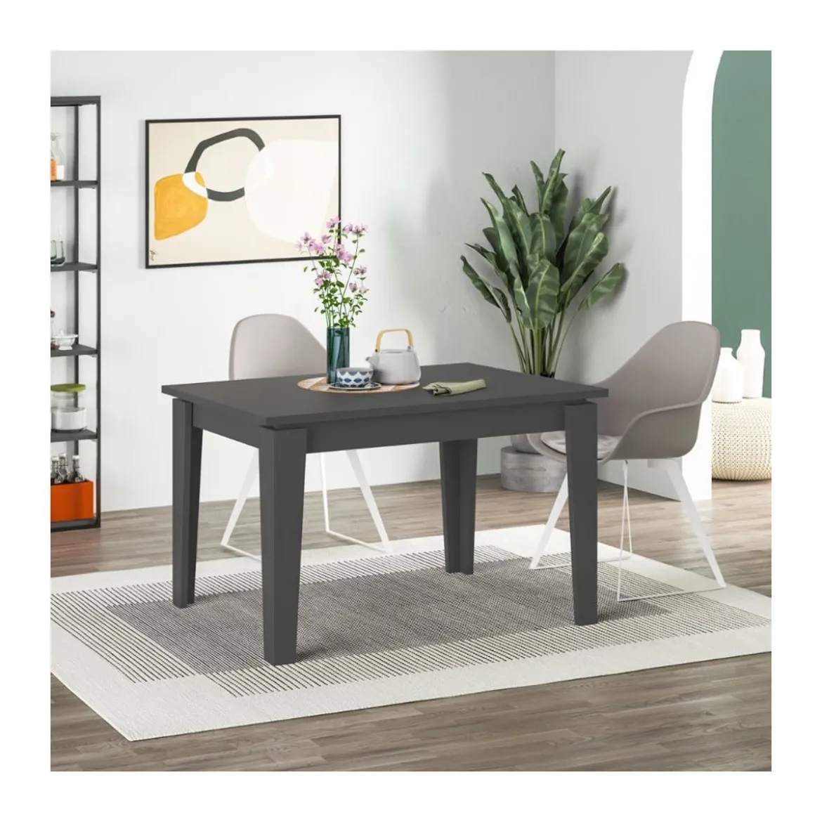 Tavolo da Pranzo Antracite 120x80 Allungabile Rettangolare