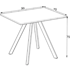 Tavolo da Pranzo Bianco Frassinato Rettangolare 90x70 cm Struttura Nera