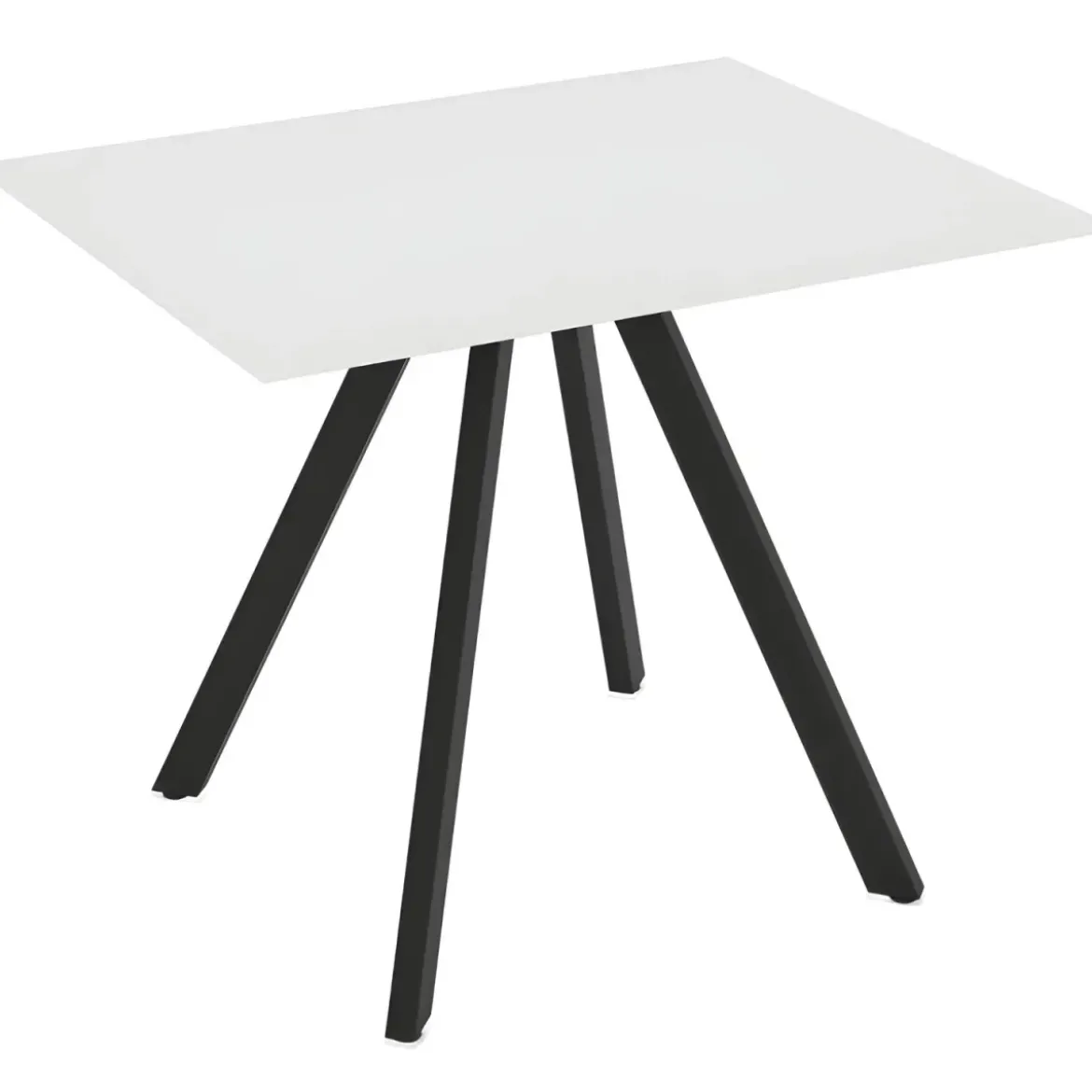 Tavolo da Pranzo Bianco Frassinato Rettangolare 90x70 cm Struttura Nera