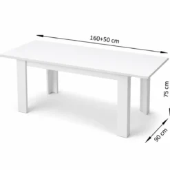 Tavolo da Pranzo Bianco Larice Allungabile 160-210 in Melaminico