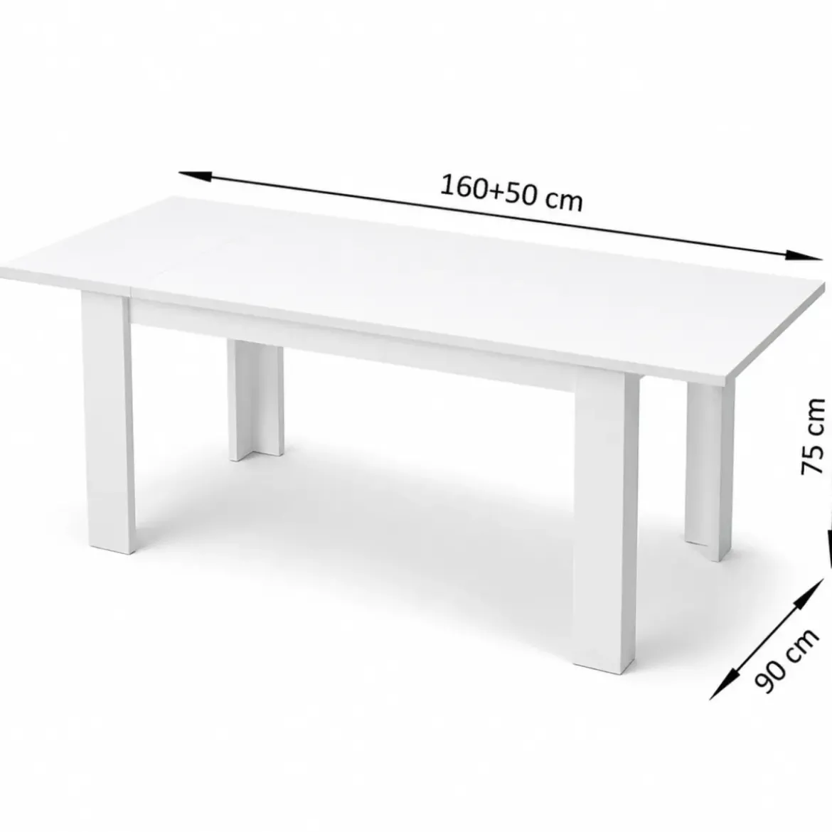 Tavolo da Pranzo Bianco Larice Allungabile 160-210 in Melaminico