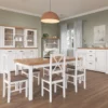 Tavolo da Pranzo in Legno Massello Bianco Rovere Rettangolare