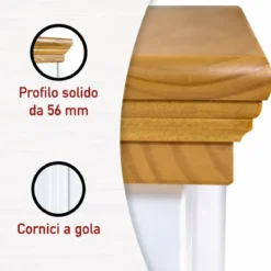 Tavolo da Pranzo in Legno Massello Bianco Rovere Rettangolare