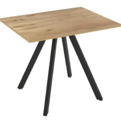 Tavolo da Pranzo Piano in Rovere Rettangolare 90x70 cm Struttura Nera