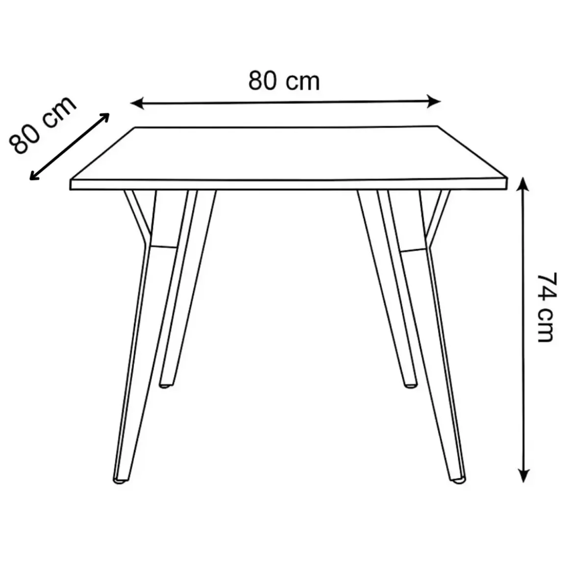 Tavolo da Pranzo Quadrato 80x80 cm Piano Rovere Gambe Nere