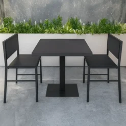 Tavolo da Pranzo Quadrato 80x80 cm Moderno Piano Antracite e Base Nera