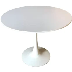 Tavolo da Salotto Tondo Bianco con Base in metallo 90 x 73 cm