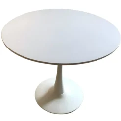 Tavolo da Salotto Tondo Bianco con Base in metallo 90 x 73 cm