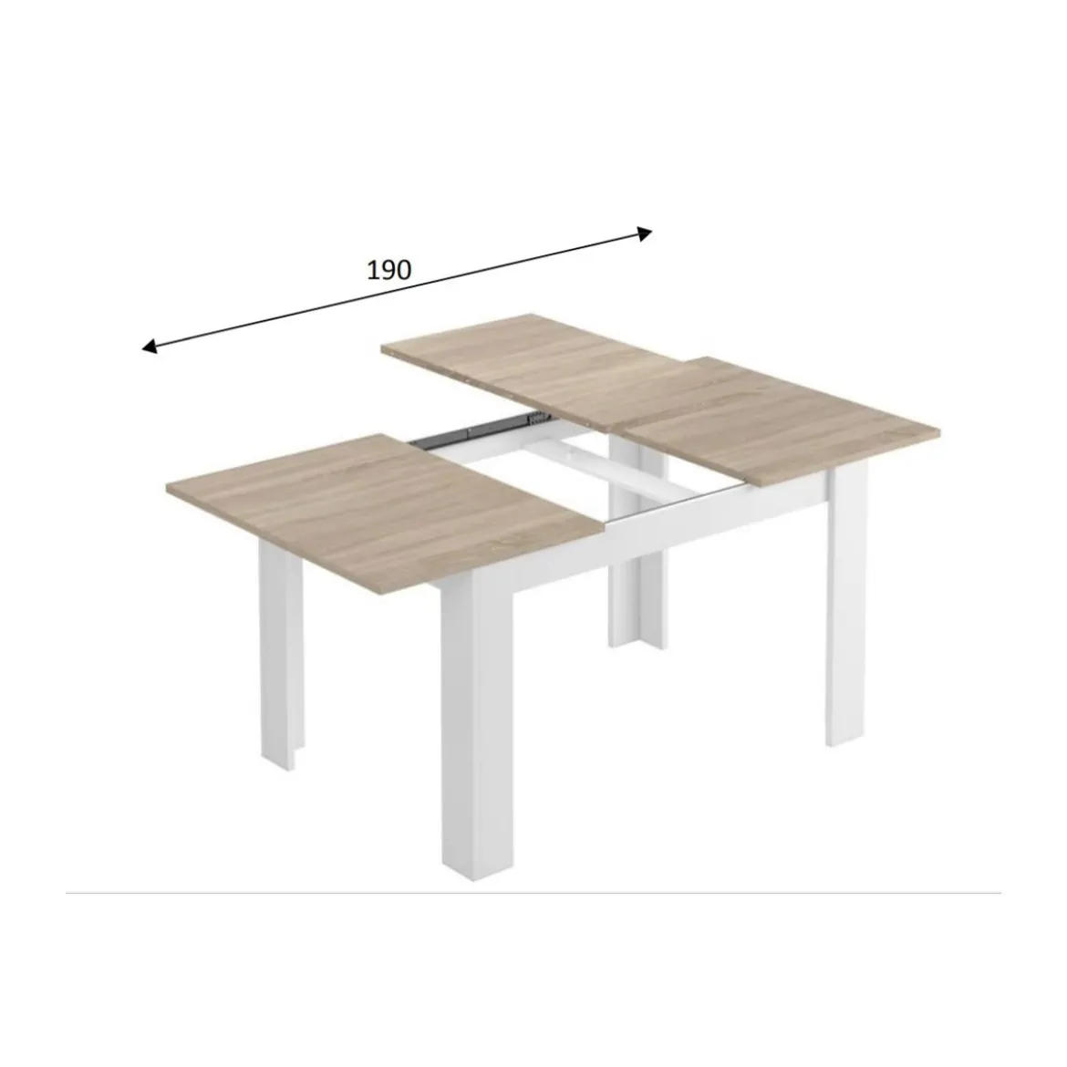 Tavolo Estensibile Pranzo Allungabile Rovere Bianco Moderno Rettangolare Salotto