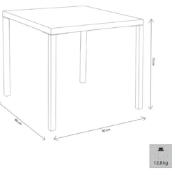 Tavolo Impilabile in Acciaio Bianco da Giardino Quadrato 80x80 cm