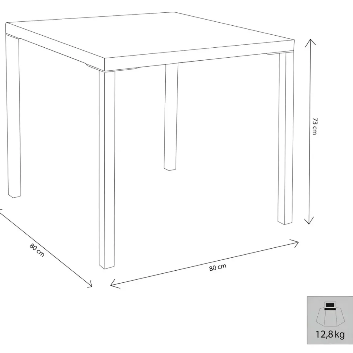 Tavolo Impilabile in Acciaio Bianco da Giardino Quadrato 80x80 cm