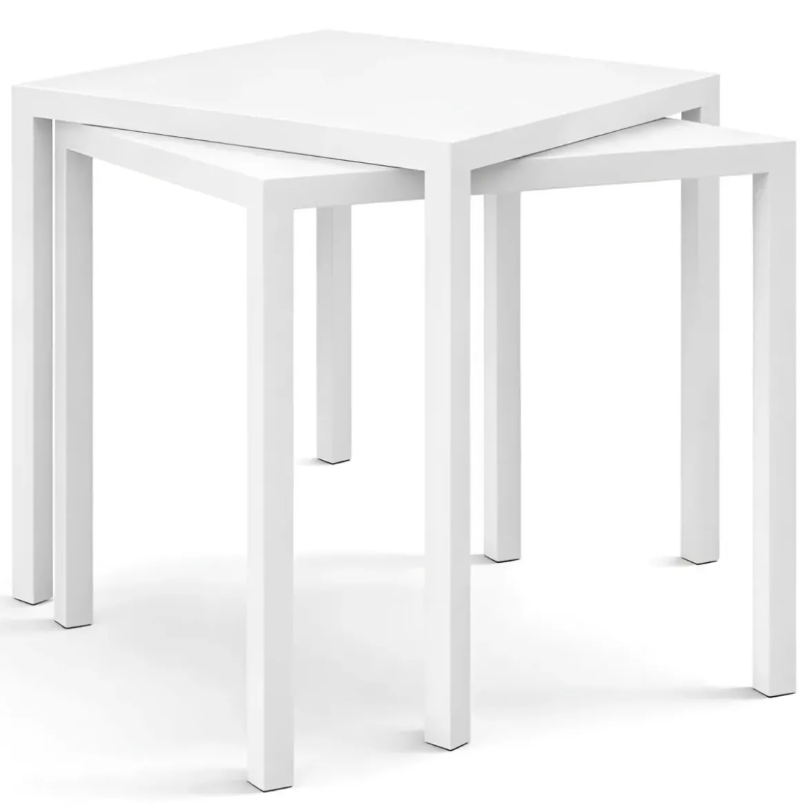 Tavolo Impilabile in Acciaio Bianco da Giardino Quadrato 80x80 cm