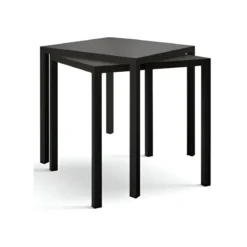 Tavolo Impilabile in Acciaio Antracite da Giardino Quadrato 80x80 cm
