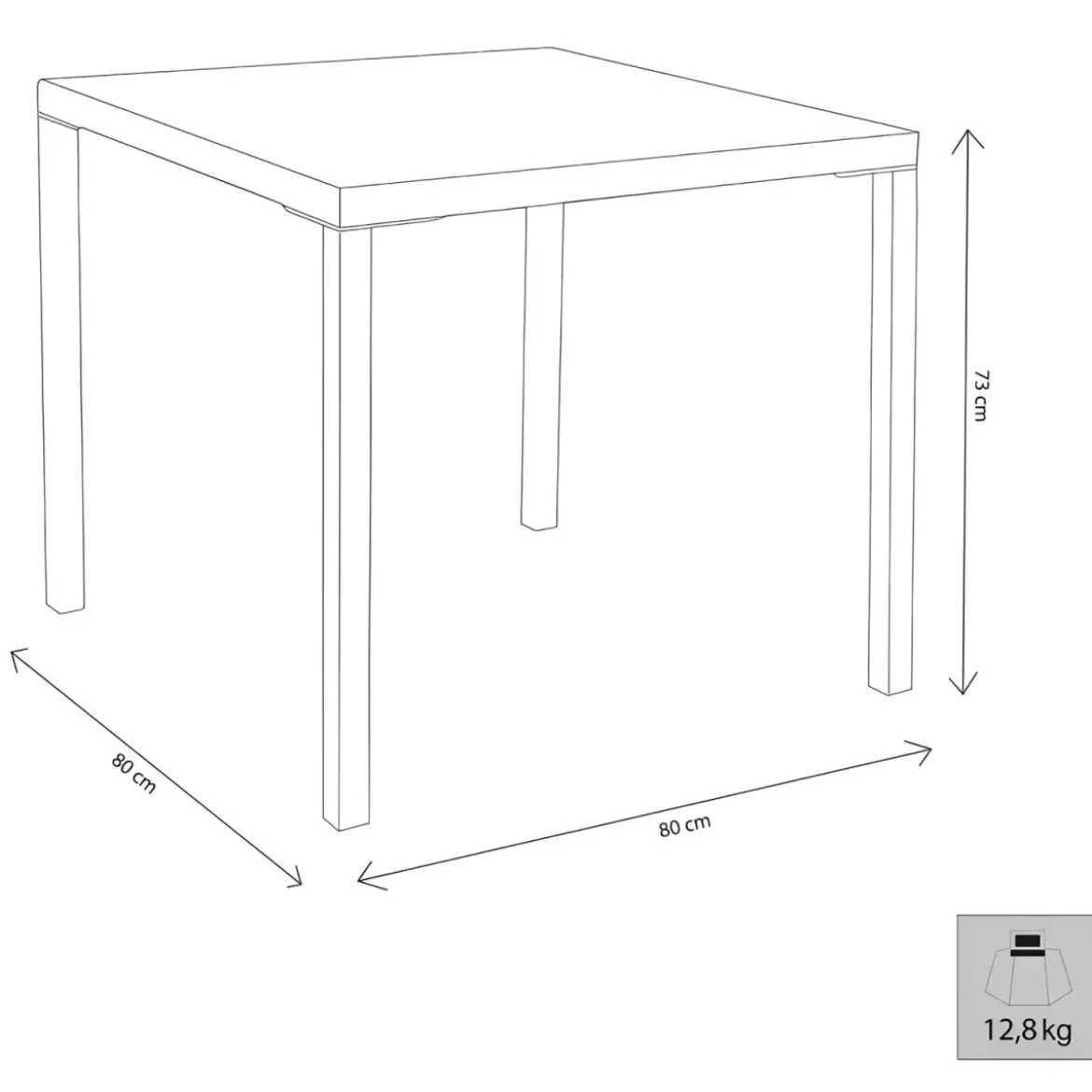 Tavolo Impilabile in Acciaio Taupe da Giardino Quadrato 80x80 cm