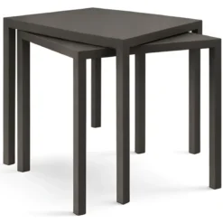 Tavolo Impilabile in Acciaio Taupe da Giardino Quadrato 80x80 cm