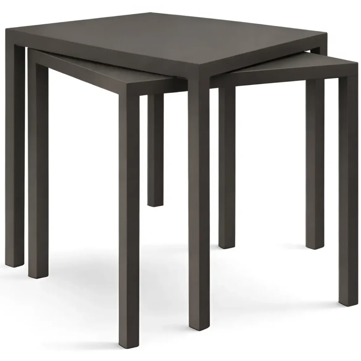 Tavolo Impilabile in Acciaio Taupe da Giardino Quadrato 80x80 cm