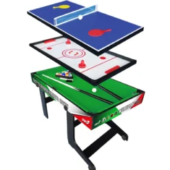 Tavolo Multigioco 4 in 1 Pieghevole Calcetto Ping Pong Hockey Biliardo