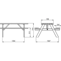 Tavolo Picnic in Legno da Esterno con Panche Richiudibili 177x153x76cm