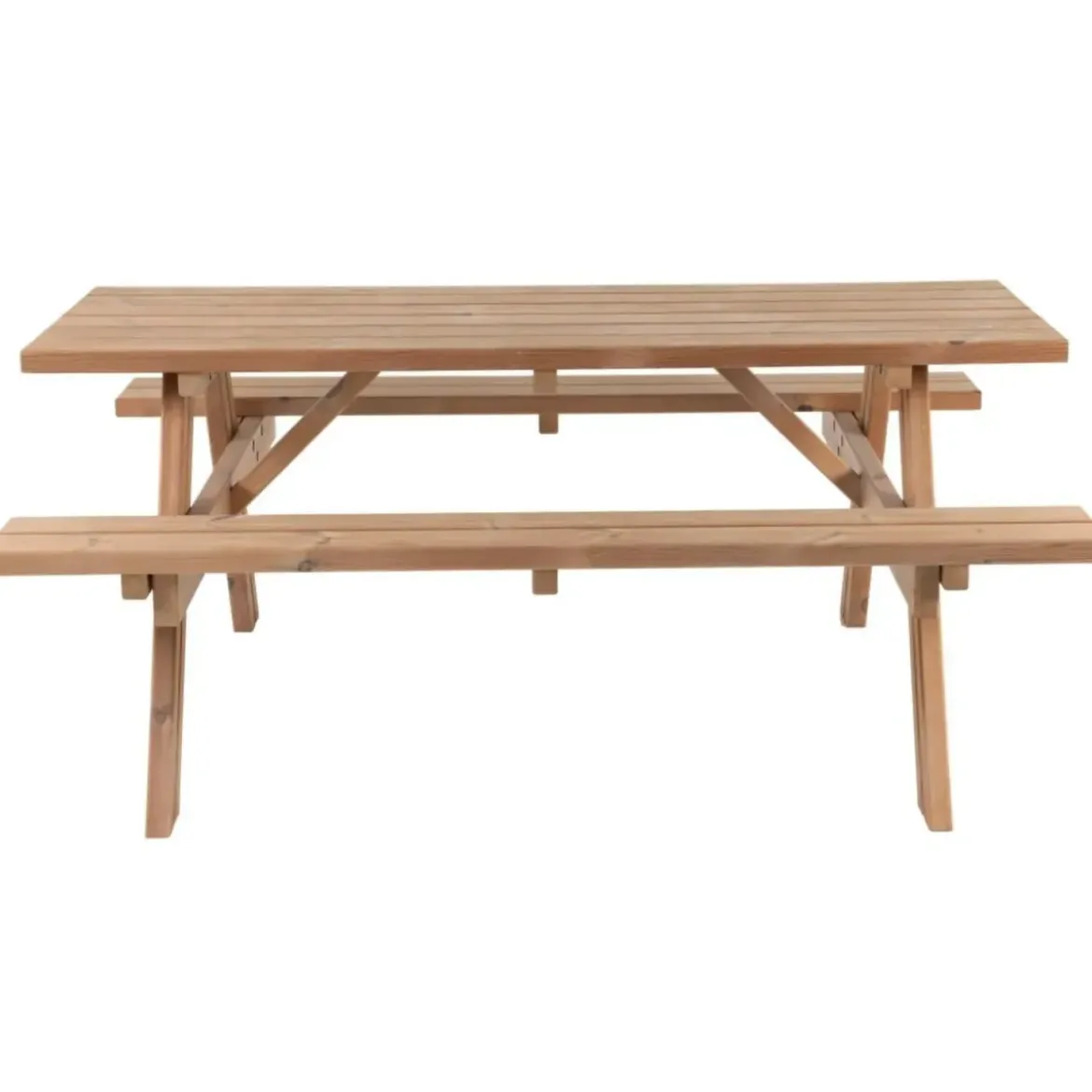 Tavolo Picnic in Legno Termotrattato Panche Richiudibili 177x153x76cm