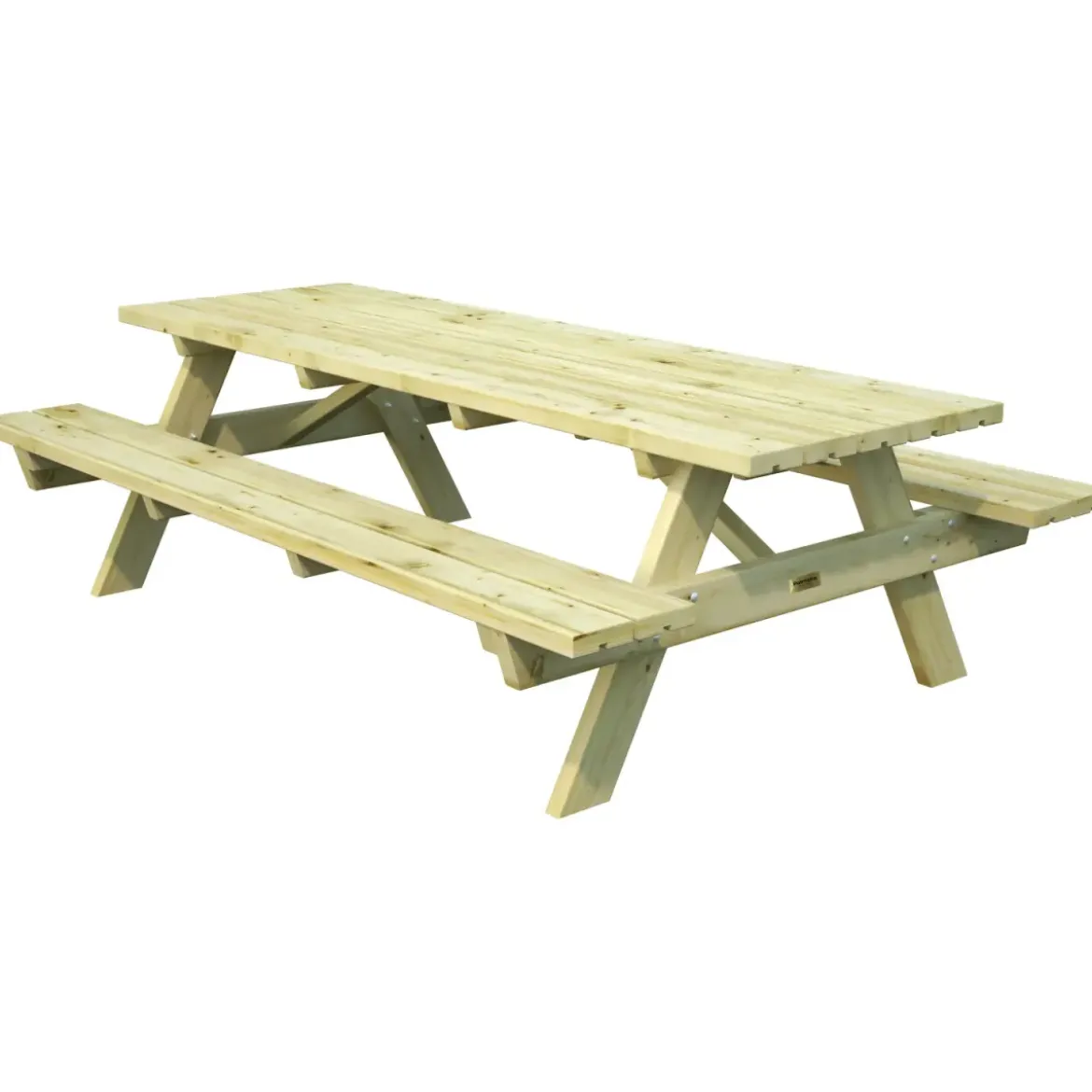 Tavolo Picnic in Legno 239x161x72 con 2 Panche Integrate da Esterno