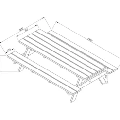 Tavolo Picnic in Legno 239x161x72 con 2 Panche Integrate da Esterno
