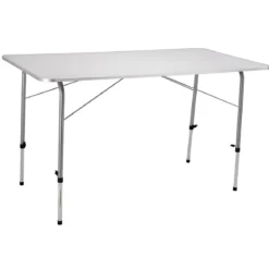 Tavolo Pieghevole Acciaio 120x60 Altezza Regolabile Piano MDF da Esterno