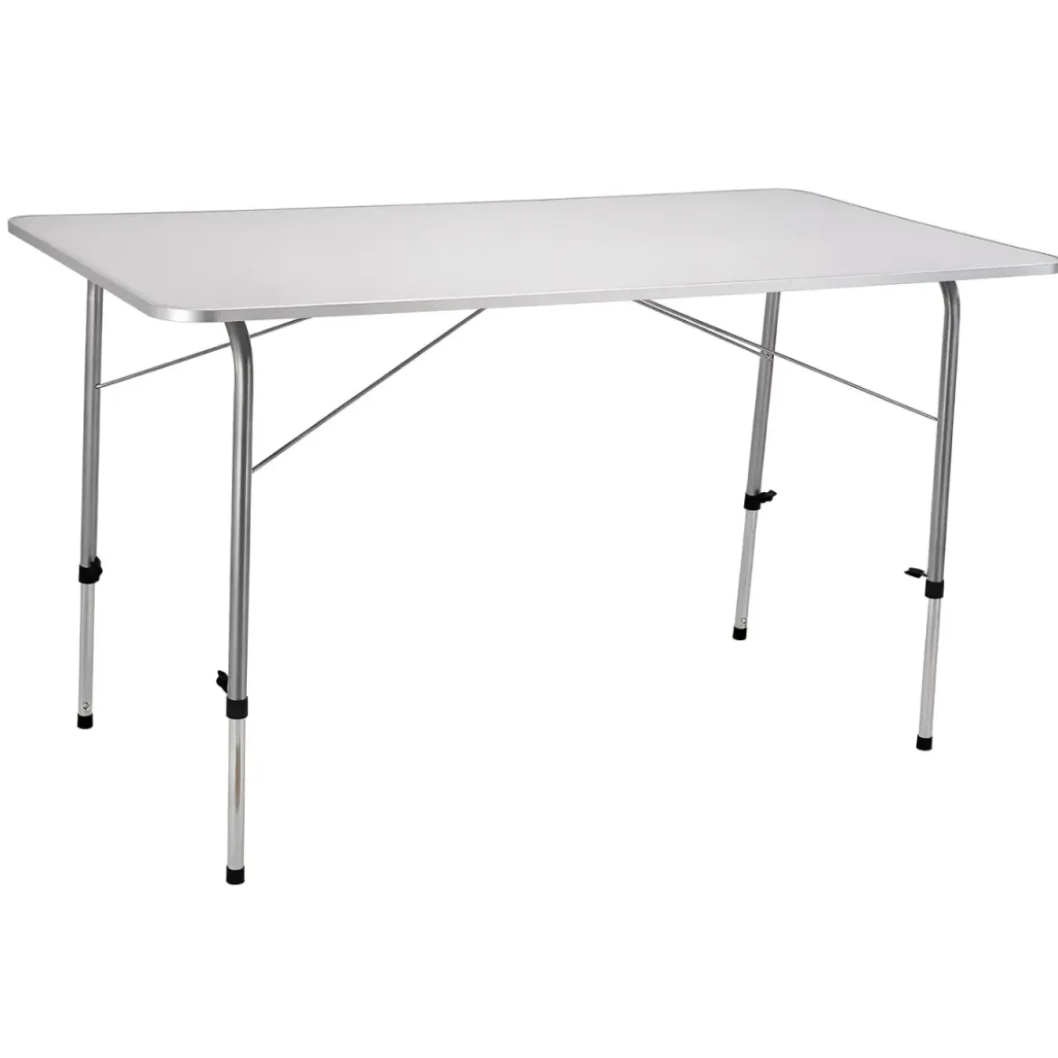 Tavolo Pieghevole Acciaio 120x60 Altezza Regolabile Piano MDF da Esterno